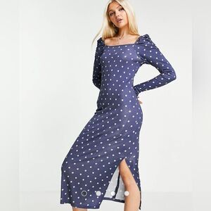 TED Baker Ditsy Spot Long Sleeve Jersey Midi Dress